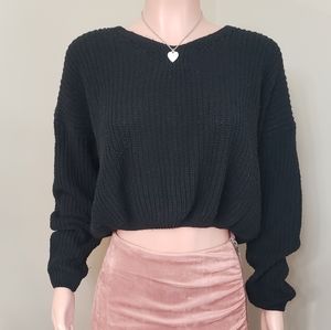 Windsor • Black Crop Sweater Size M